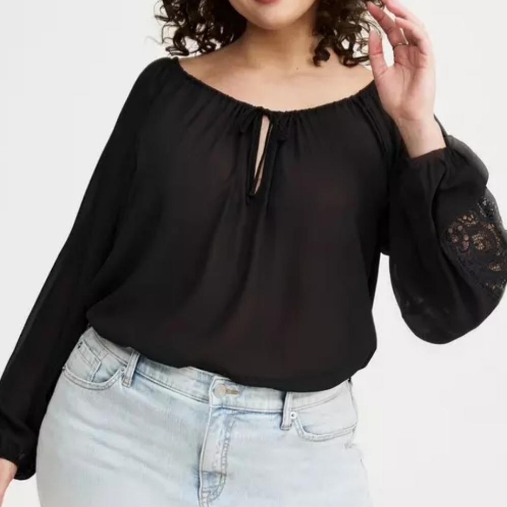 Torrid Black Peasant Blouse